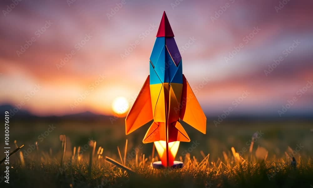 Rocket made of paper. Origami.