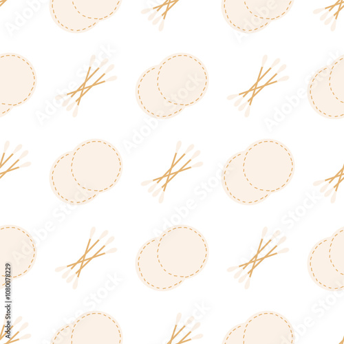 Bamboo-based cotton swabs and reusable fabric pads. Plastic-free body care concept.