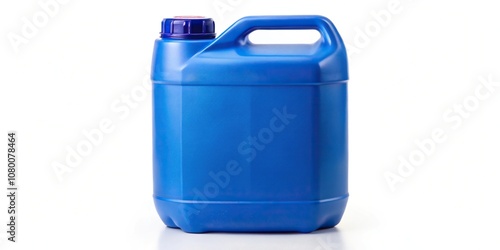 Blue plastic gallon canister isolated on white background photo