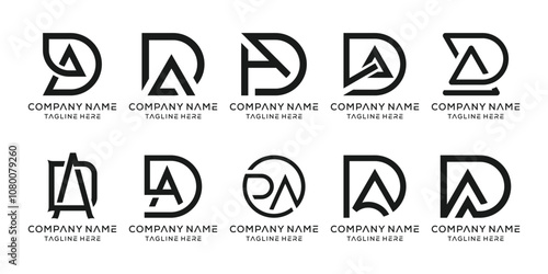 initial letter DA Set of creative logo design, bundle set template vector icon