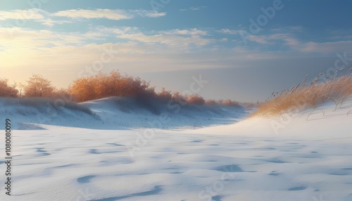 Wallpaper Mural Sunset over a snowy landscape with rippled patterns Torontodigital.ca