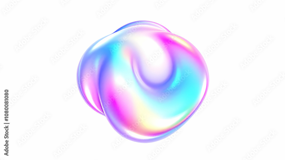 Abstract iridescent liquid blob colorful and glossy isolated on white background Abstract iridescent liquid blob colorful and glossy isolated on white background