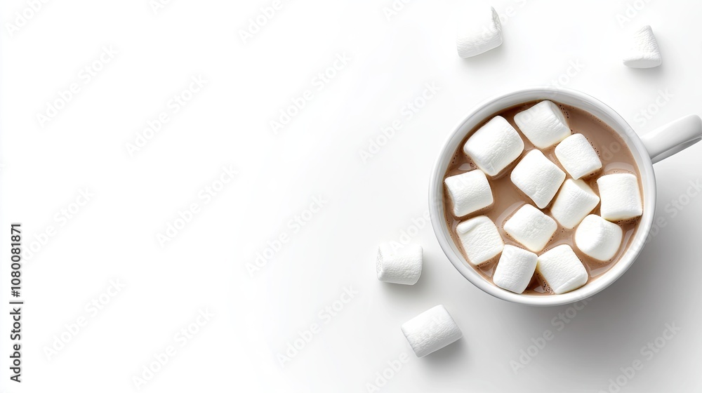 Hot Chocolate with Marshmallows in a White Mug Hot Chocolate with Marshmallows in a White Mug