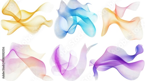 Colorful Abstract Waves in Various Shades and Patterns for Modern Design and Art Backgrounds in Graphic Creations and Digital Projects