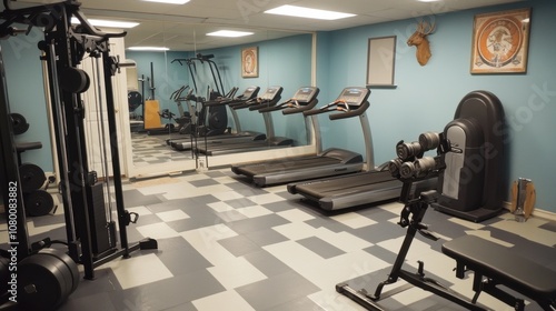 Home Gym with Exercise Equipment and Mirrors