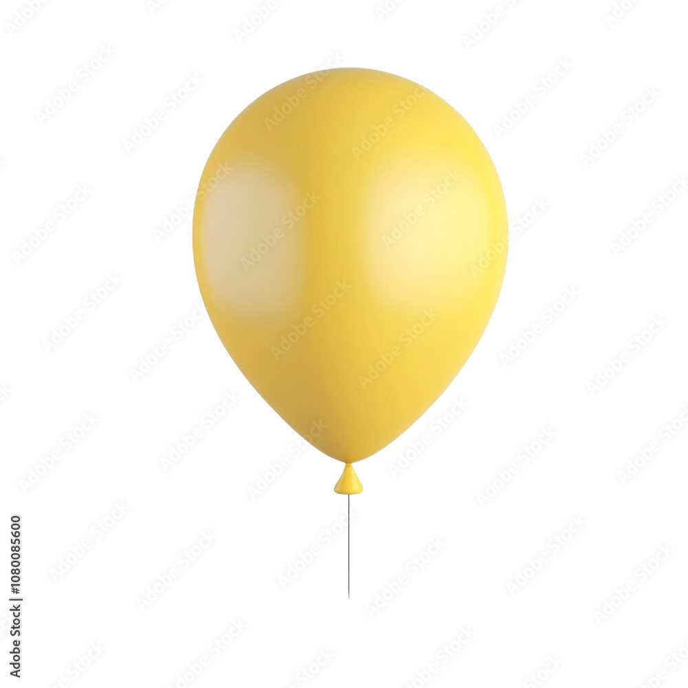 yellow helium balloon. Birthday balloon flying for party and celebrations. Isolated on white background. Generative AI yellow helium balloon. Birthday balloon flying for party and celebrations. Isolated on white background. Generative AI