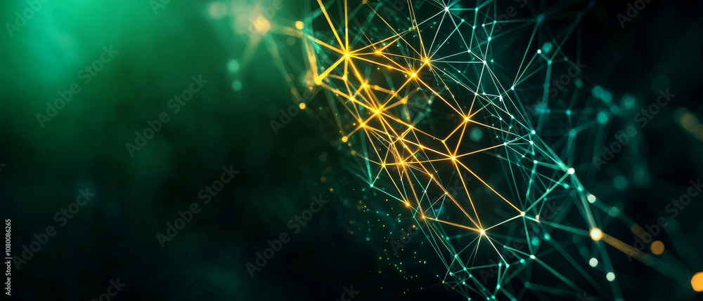 Obraz premium Complex Geometric Forest with Neon Green Outlined Shapes