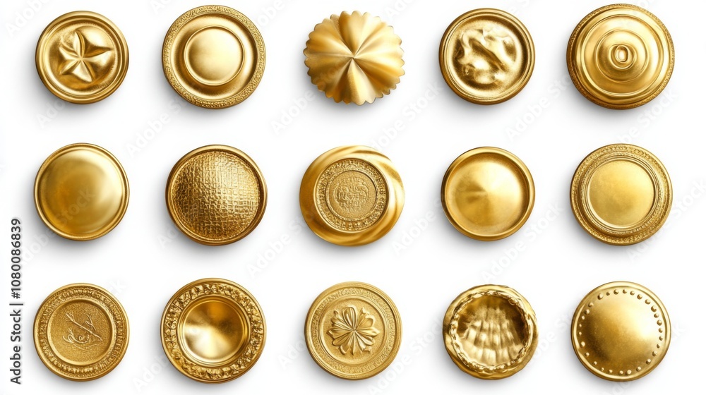 Collection of Golden Decorative Buttons Collection of Golden Decorative Buttons