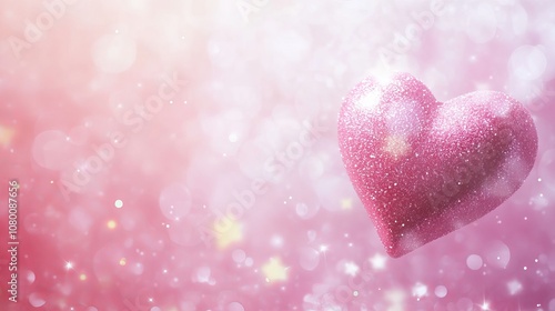 Abstract soft gradient pink background with heart shapes and star glitter for valentine's day product promotion