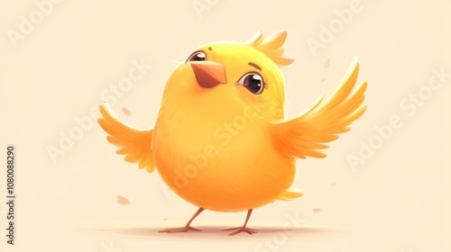 Cute Yellow Bird Illustration - Digital Art