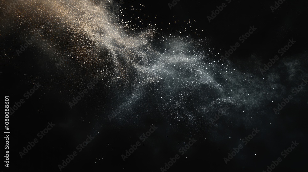 A cloud of fine dust particles spreading diagonally from the top left corner, fading into black A cloud of fine dust particles spreading diagonally from the top left corner, fading into black