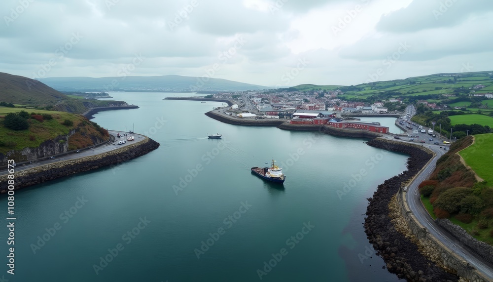 Fototapeta premium Tranquil harbor under a cloudy sky