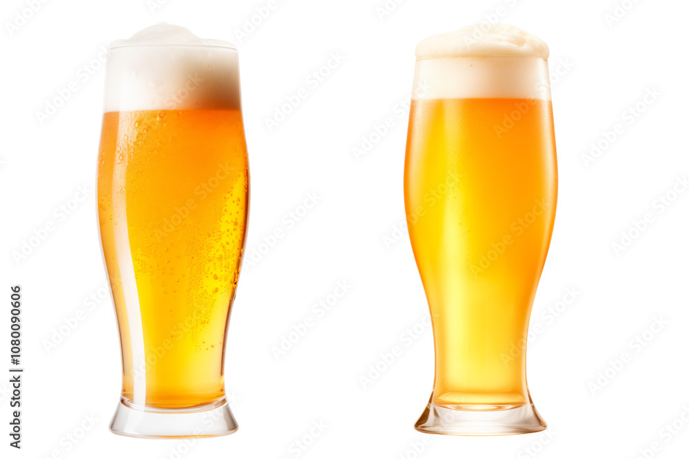 Set of different beer glasses in various styles isolated on white transparent background. Mugs with drink like Ipa, Pale Ale, Pilsner, Porter or Stout Set of different beer glasses in various styles isolated on white transparent background. Mugs with drink like Ipa, Pale Ale, Pilsner, Porter or Stout