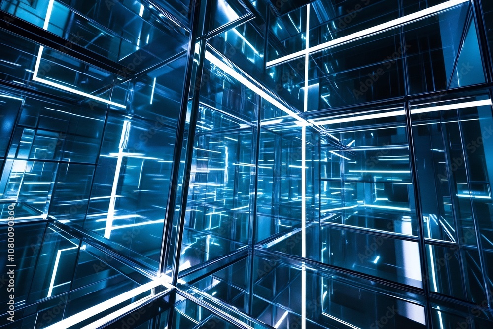 Luminous Geometric Patterns and Futuristic Architecture in Neon Infused Space Luminous Geometric Patterns and Futuristic Architecture in Neon Infused Space