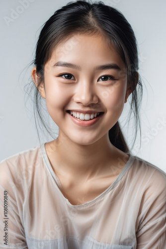 Beautiful asian young woman smile and cheerful. Confident cute female looking at camera relax and happiness with wellness life. good moment and positive emotional. Happy woman enjoy her life concept