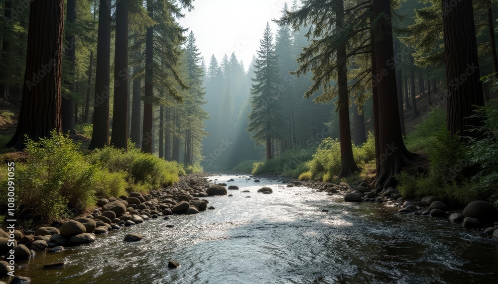Fototapeta premium Tranquil forest stream perfect for a serene escape