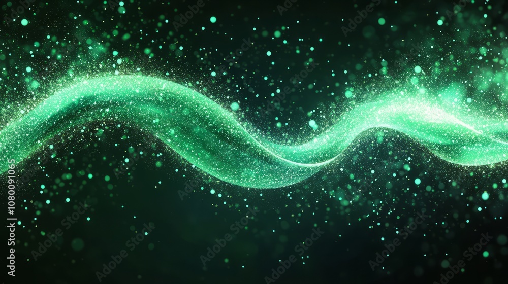 Magic green wind filled with glowing dust and sparkling particles, flowing dynamically Magic green wind filled with glowing dust and sparkling particles, flowing dynamically