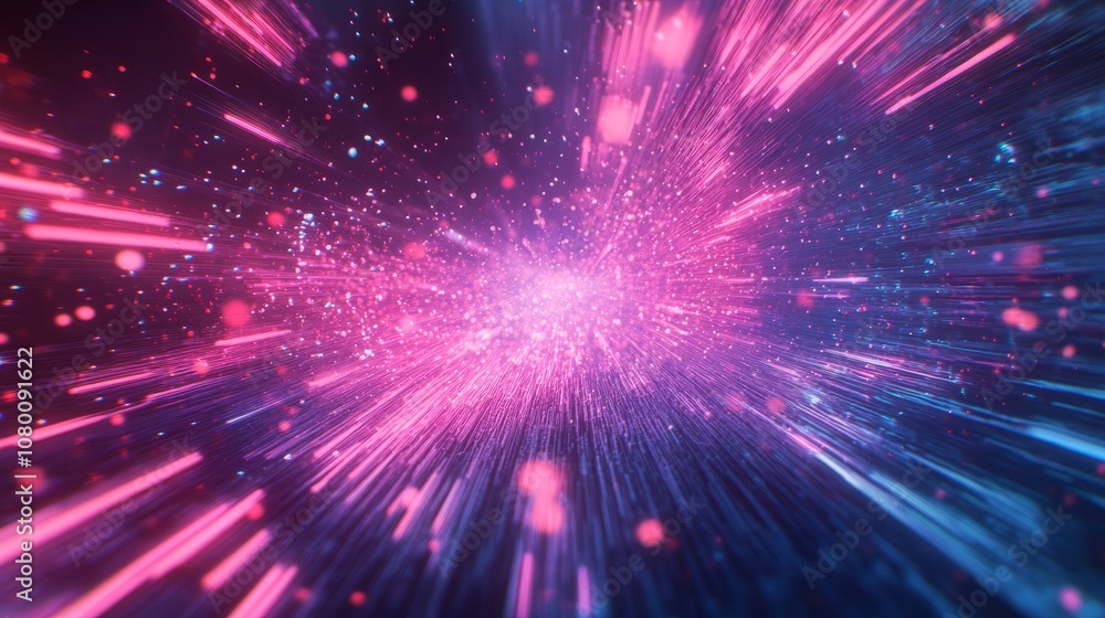 Neon rays of data flowing rapidly, colored lights effect Neon rays of data flowing rapidly, colored lights effect