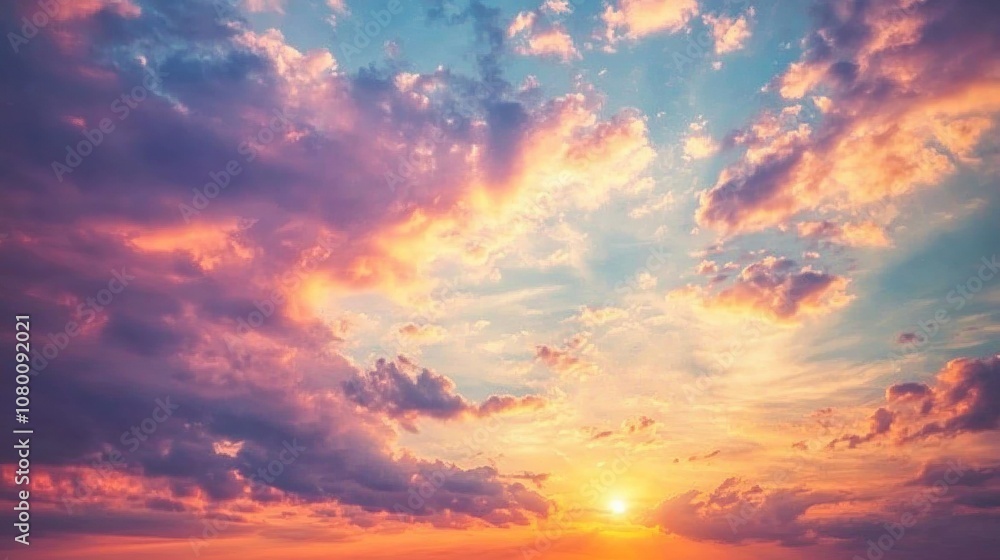 Text: Tranquil sunset skies adorned with delicate pastel clouds. Textured wallpaper showcasing the beauty of the sky. Captivating photomural featuring a fiery orange sunset Text: Tranquil sunset skies adorned with delicate pastel clouds. Textured wallpaper showcasing the beauty of the sky. Captivating photomural featuring a fiery orange sunset