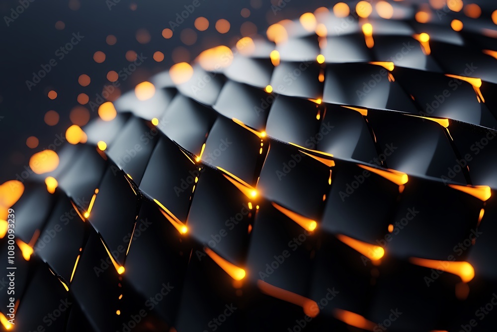 Obraz premium 3D glowing spherical pattern on dark background