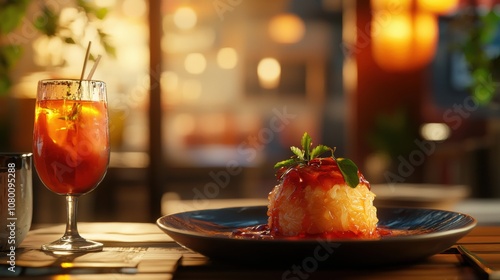 123 photorealistic image of a iconic film-inspired dish with a focus on presentation