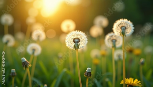  Sunlit dandelions a symbol of hope and wishes