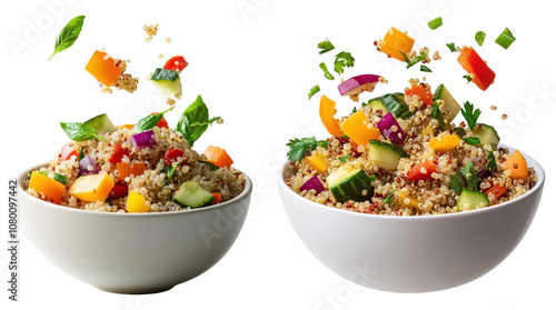 Healthy quinoa salad preparation kitchen food photography studio close-up cooking concept