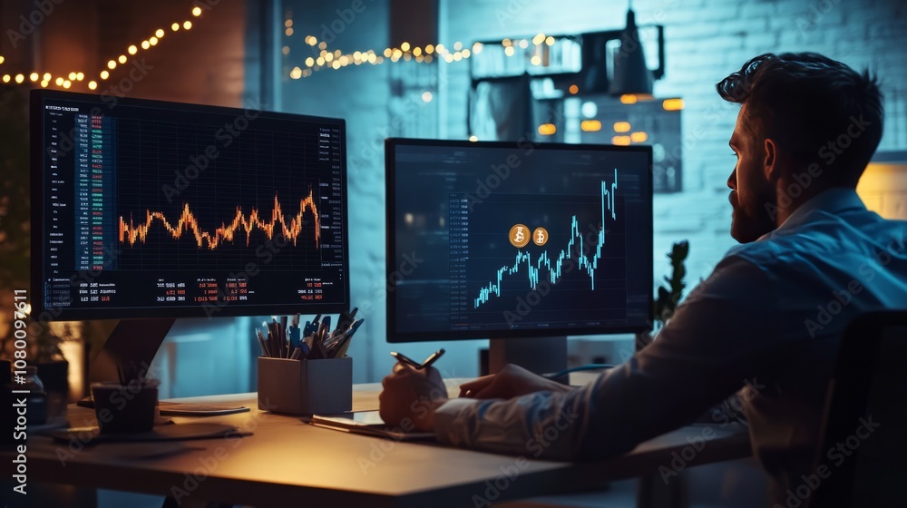 A modern office with financial consultants discussing a new cryptocurrency project, with charts showing market volatility A modern office with financial consultants discussing a new cryptocurrency project, with charts showing market volatility