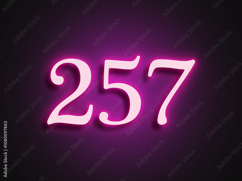 Pink glowing Neon light text effect of number 257. Pink glowing Neon light text effect of number 257.