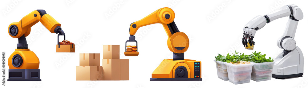 Robotic food handling industrial kitchen digital art high-tech environment close-up automation innovation Robotic food handling industrial kitchen digital art high-tech environment close-up automation innovation