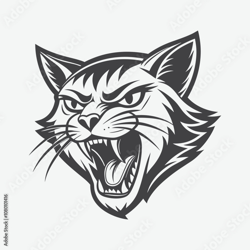 Cat Head Silhouette Logo Vector Illustration Isolated on White Background for Branding and Design