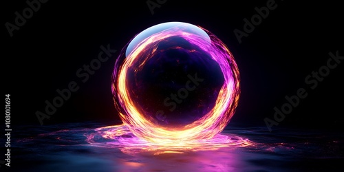 3D sphere surrounded by a glowing aura