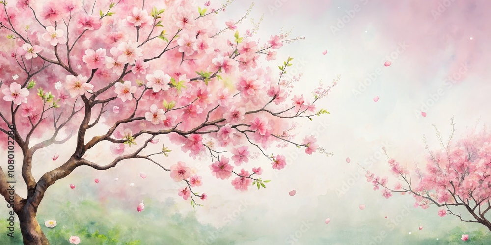 custom made wallpaper toronto digitalWatercolor Dream A Pink Cherry Blossom Tree in Springtime