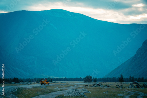 Mountain panorama of beautiful valley in Altai mountains. Altai Mountain range, North Altai, Gorny Altai republic, Russia. photo