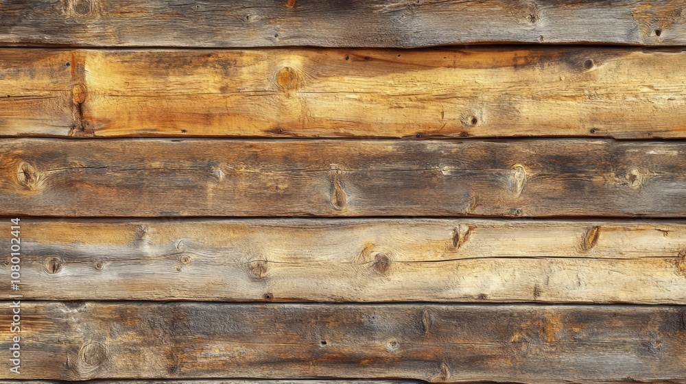 Wooden wall with deep grain, knots, and weathered surface, realistic details Wooden wall with deep grain, knots, and weathered surface, realistic details