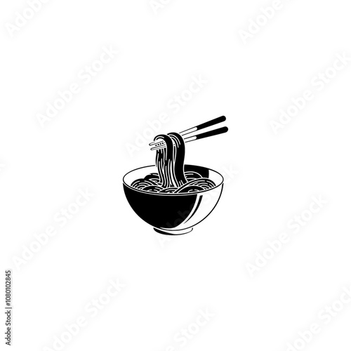 Noodles silhouette vector bowl of noodles silhouette vector design Noodle soup bowl line art vector food, restaurants and Asian cuisine featuring a modern illustration of a bowl of noodles overflowing