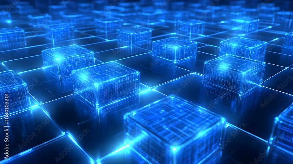 Abstract 3D Blue Cubes Background Abstract 3D Blue Cubes Background