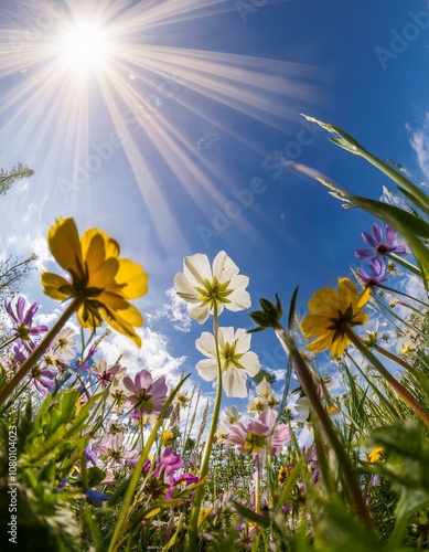 Illustration of a flower meadow in spring photo