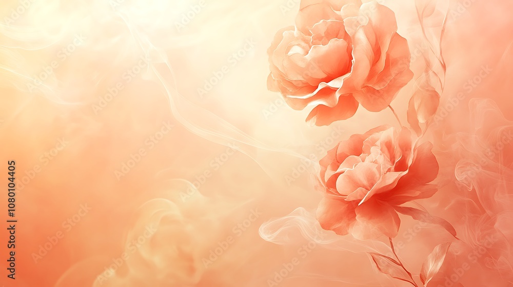 Bright peach background with faint smoke and soft glowing light Bright peach background with faint smoke and soft glowing light