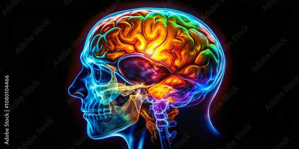 Naklejka premium AI Generated MRI Brain Atrophy - Neurodegenerative Diseases