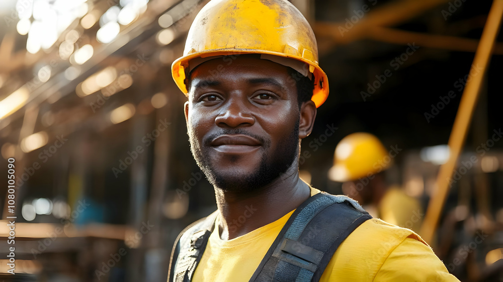 Construction Worker in Yellow Hard Hat - Realistic Image Construction Worker in Yellow Hard Hat - Realistic Image