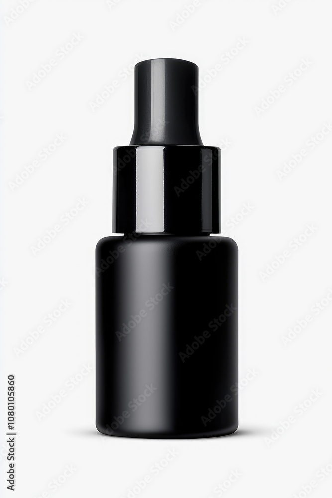 black bottle with a dropper lid, commonly used for skincare or essential oils black bottle with a dropper lid, commonly used for skincare or essential oils