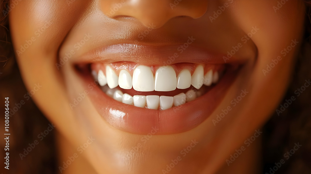 Obraz premium Closeup Photo of a Smiling Mouth with White Teeth