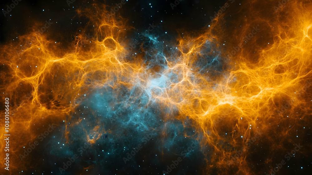 Abstract Background with Orange and Blue Nebula Abstract Background with Orange and Blue Nebula