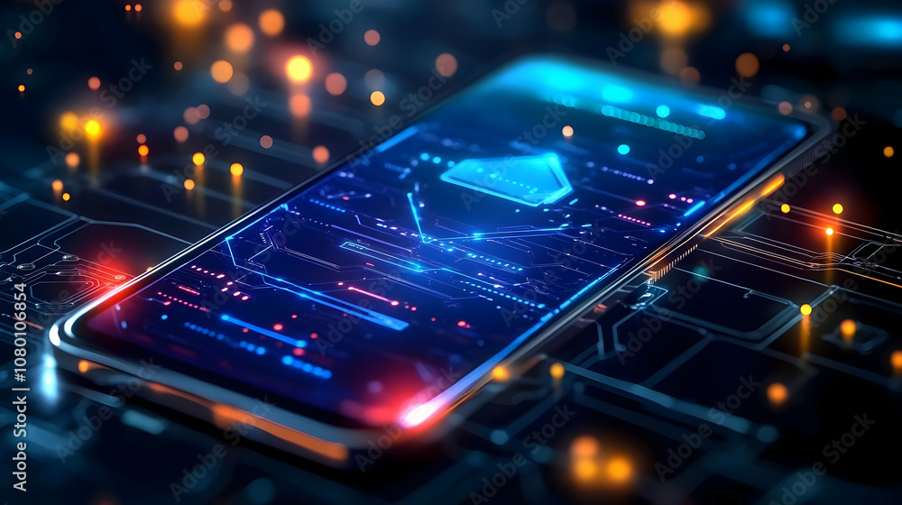 Futuristic Smartphone with Digital Interface 3D Illustration Futuristic Smartphone with Digital Interface 3D Illustration