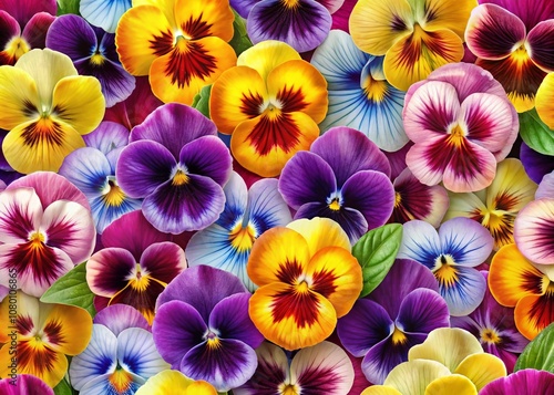 Bright Pansy Heartsease Floral Seamless Pattern Portrait Photography