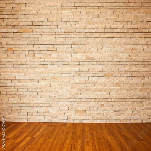 room with wooden floor. brick wall and wood floor. interior of a modern luxury living room.