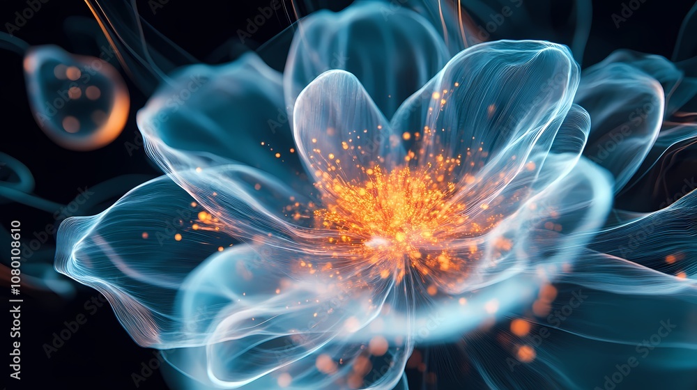 digital technology blue particle flower illustration poster background digital technology blue particle flower illustration poster background