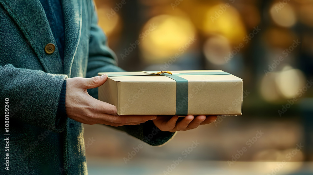 Gift Box Holding in Hands - Realistic Image Gift Box Holding in Hands - Realistic Image