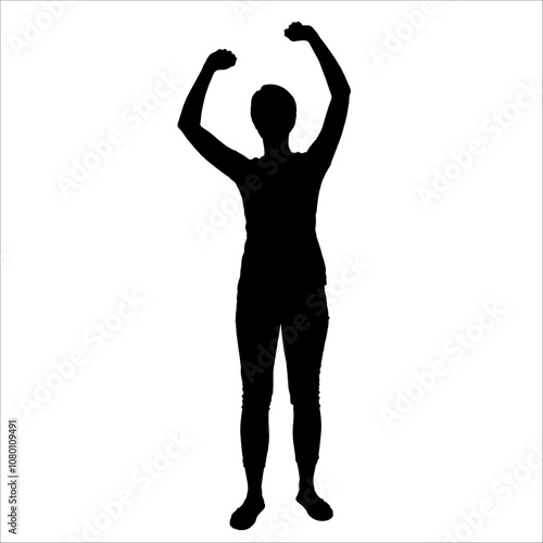 Silhouette Happy woman laughing out loud from funny joke, fun. Emotional laughter of person. Haha emotions of expressive female. Flat vector illustration isolated on white background